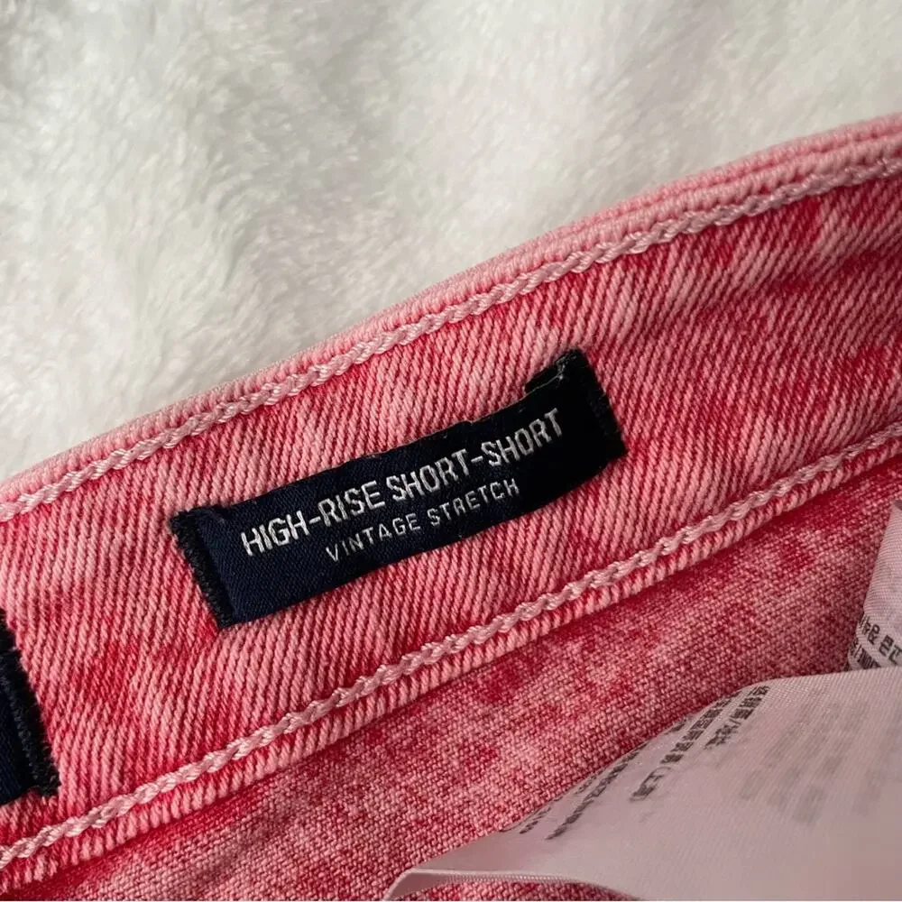 Hollister pink high rise short jean shorts mini denim size 9 29 vintage stretch